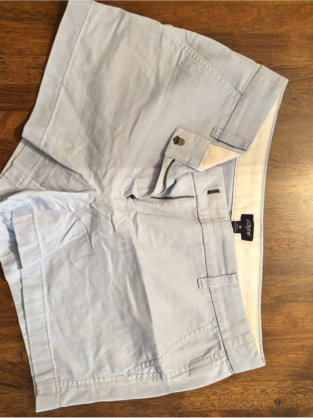 J. Crew Light Blue Women's Flat-Front Cotton Shorts